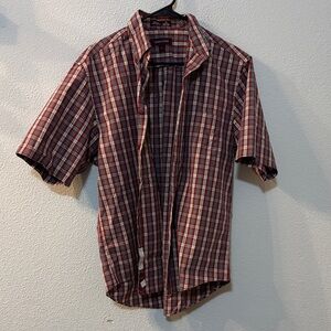 Nordstrom Red Plaid Short Sleeve Shirt